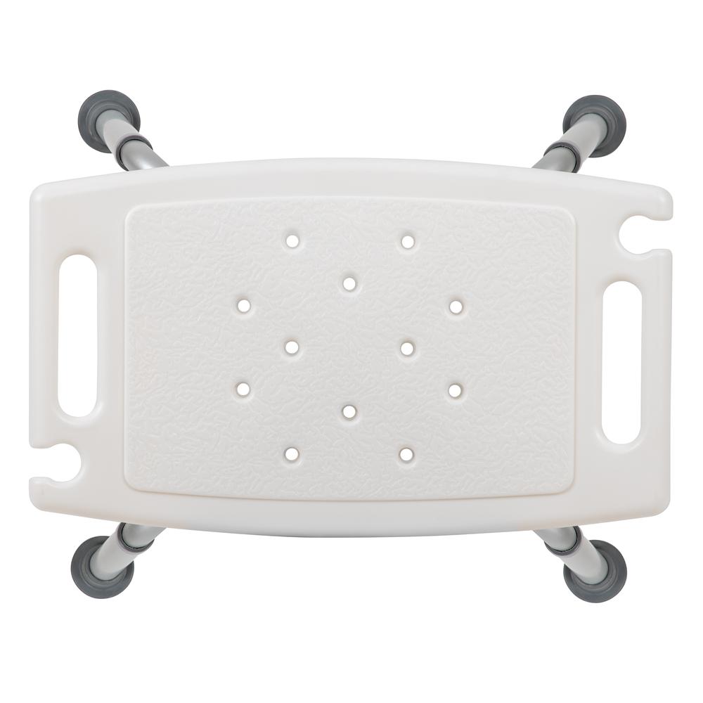Tool-Free and Quick Assembly, 300 Lb. Capacity, Adjustable White Bath & Shower Chair with Non-slip Feet. Picture 8