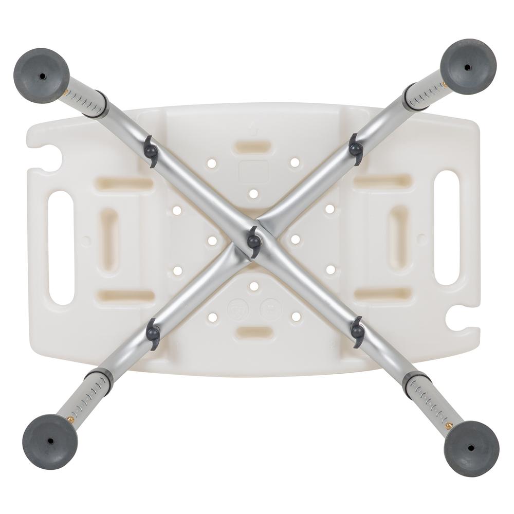 Tool-Free and Quick Assembly, 300 Lb. Capacity, Adjustable White Bath & Shower Chair with Non-slip Feet. Picture 9