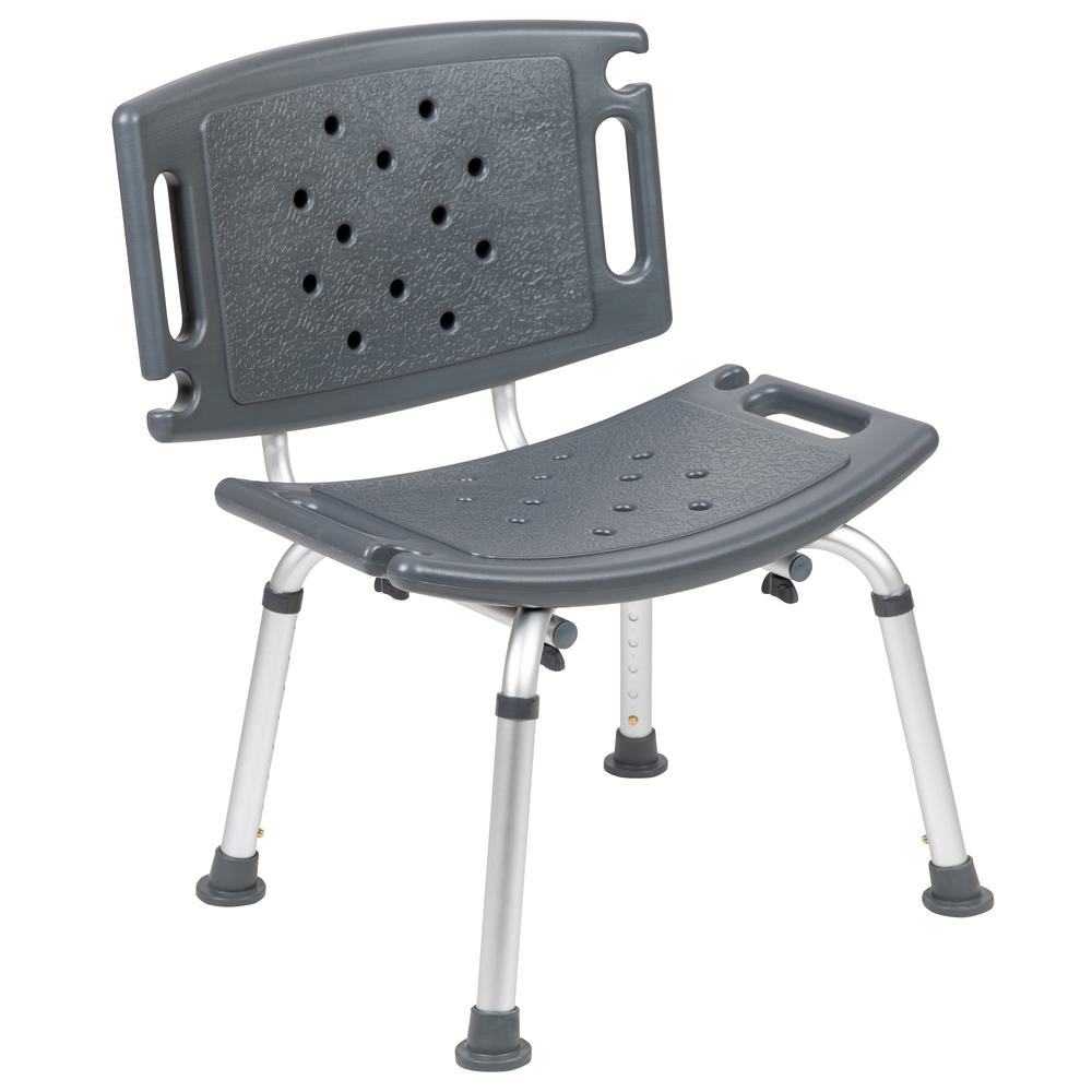 300 Lb. Capacity, Adjustable Gray Bath, Shower Chair with Extra Large Back. Picture 1