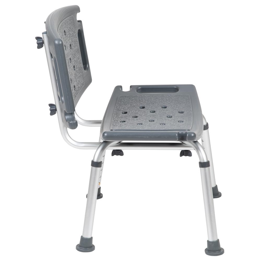 Tool-Free and Quick Assembly, 300 Lb. Capacity, Adjustable Gray Bath & Shower Chair with Extra Large Back. Picture 3