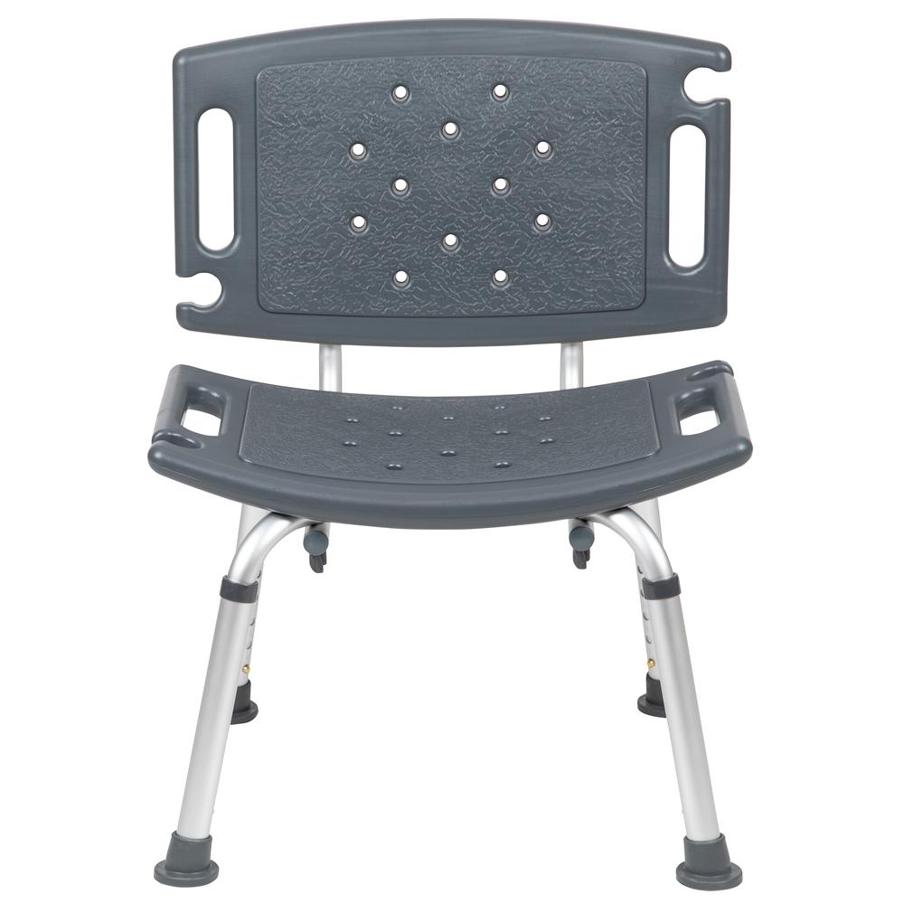 Tool-Free and Quick Assembly, 300 Lb. Capacity, Adjustable Gray Bath & Shower Chair with Extra Large Back. Picture 5