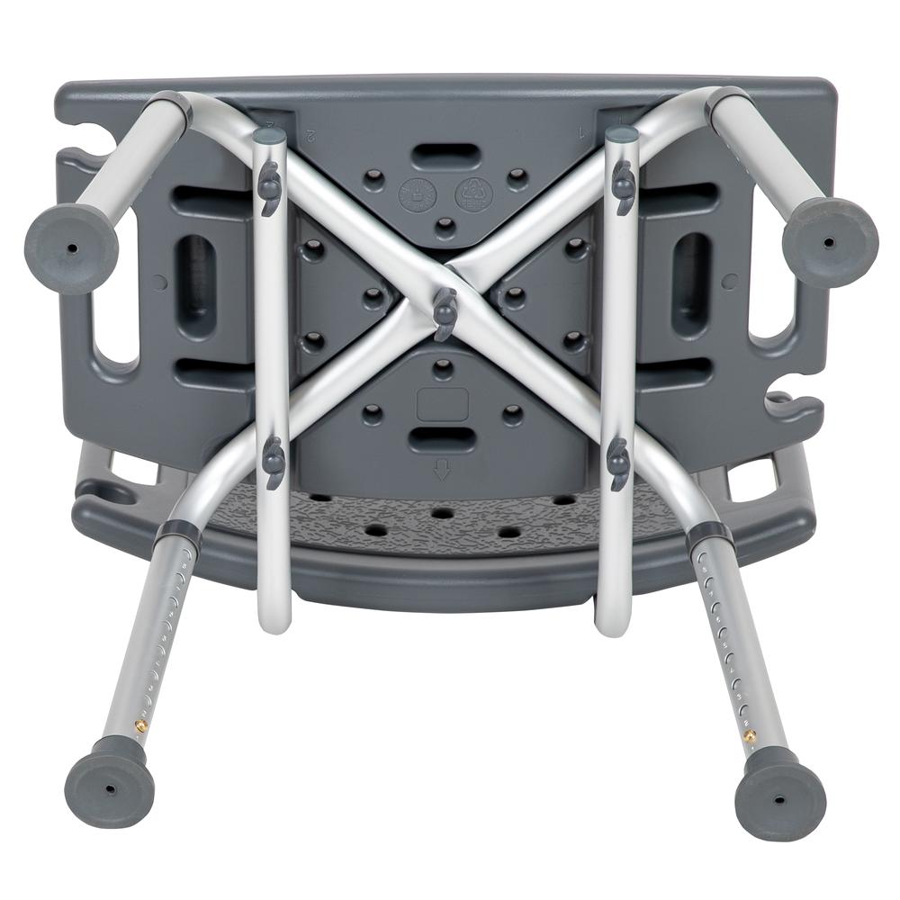 Tool-Free and Quick Assembly, 300 Lb. Capacity, Adjustable Gray Bath & Shower Chair with Extra Large Back. Picture 8