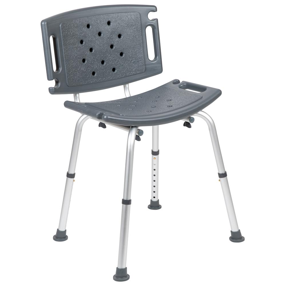 Tool-Free and Quick Assembly, 300 Lb. Capacity, Adjustable Gray Bath & Shower Chair with Extra Large Back. Picture 11