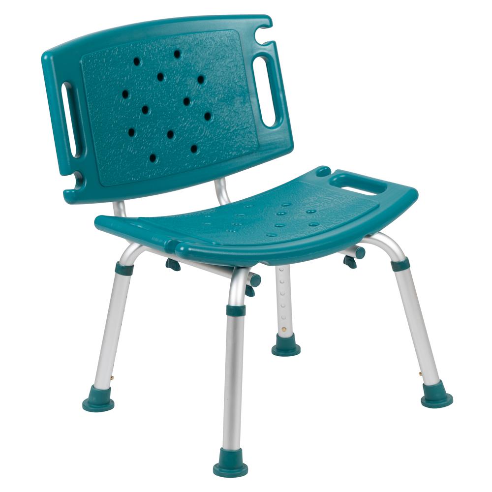 300 Lb. Capacity, Adjustable Teal Bath, Shower Chair with Extra Large Back. Picture 1