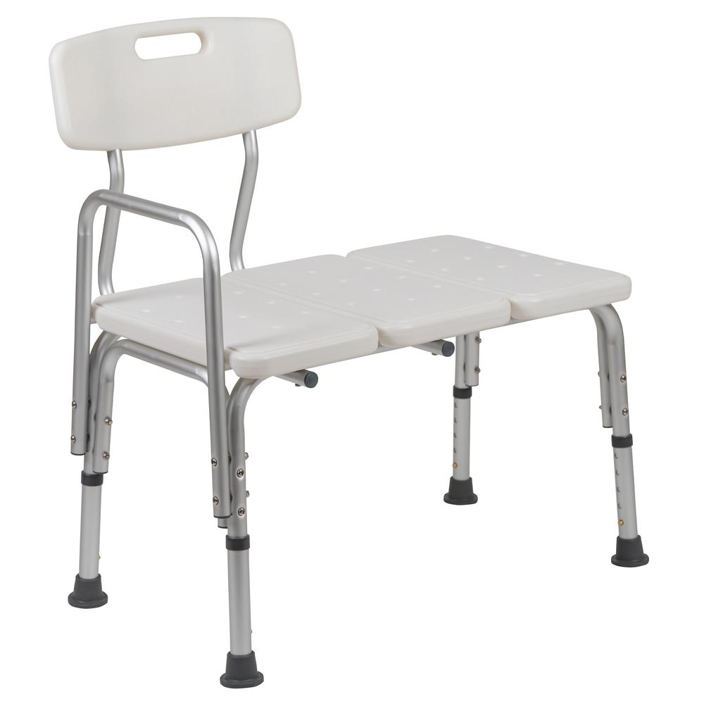 300 Lb. Capacity Adjustable White Bath & Shower Transfer Bench and Side Arm. Picture 1