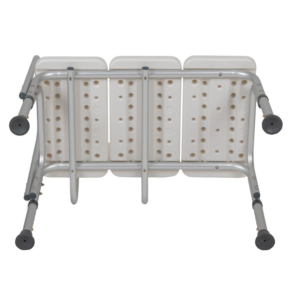 300 Lb. Capacity, Adjustable White Bath & Shower Transfer Bench with Back and Side Arm. Picture 9