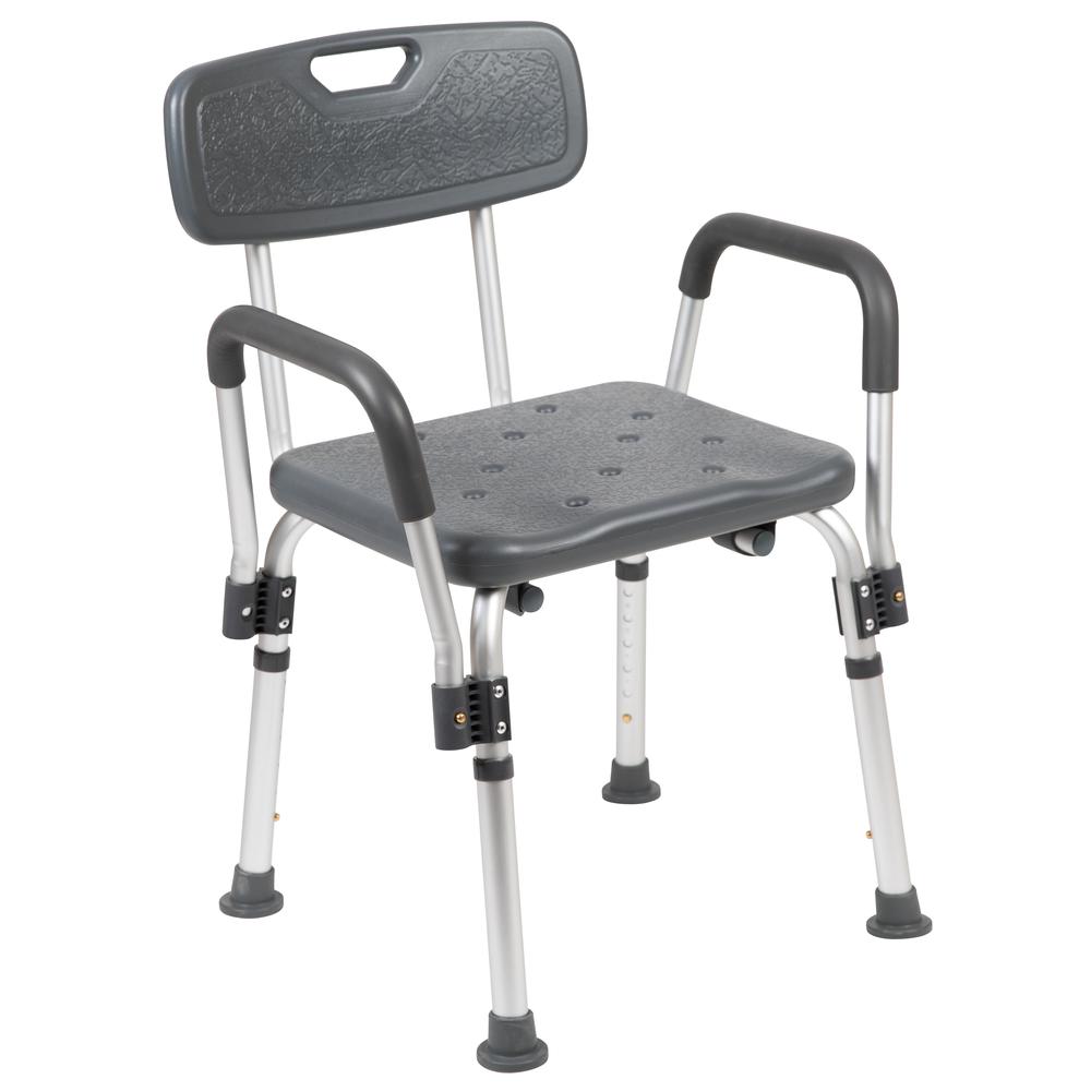 300 Lb. Capacity, Adjustable Gray Bath & Shower Chair with Depth Adjustable Back. Picture 1