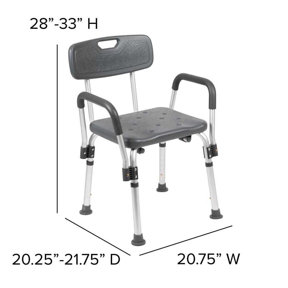 300 Lb. Capacity, Adjustable Gray Bath & Shower Chair with Depth Adjustable Back. Picture 3