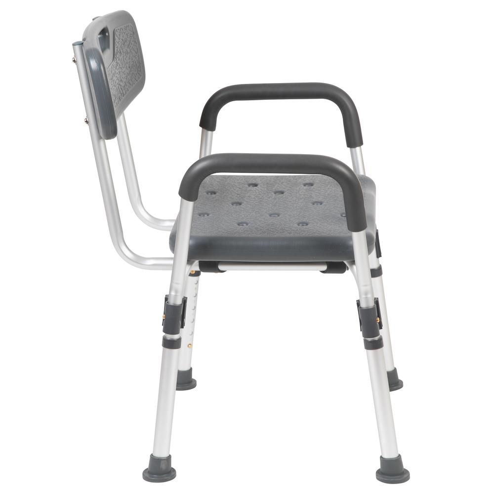 300 Lb. Capacity, Adjustable Gray Bath & Shower Chair with Depth Adjustable Back. Picture 4