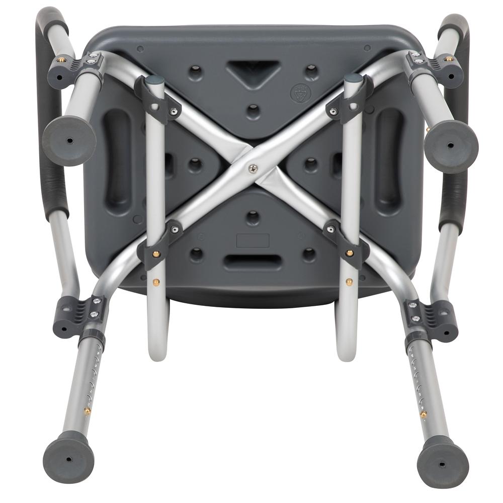 300 Lb. Capacity, Adjustable Gray Bath & Shower Chair with Depth Adjustable Back. Picture 9