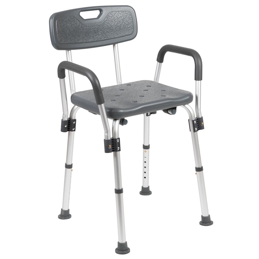 300 Lb. Capacity, Adjustable Gray Bath & Shower Chair with Depth Adjustable Back. Picture 12