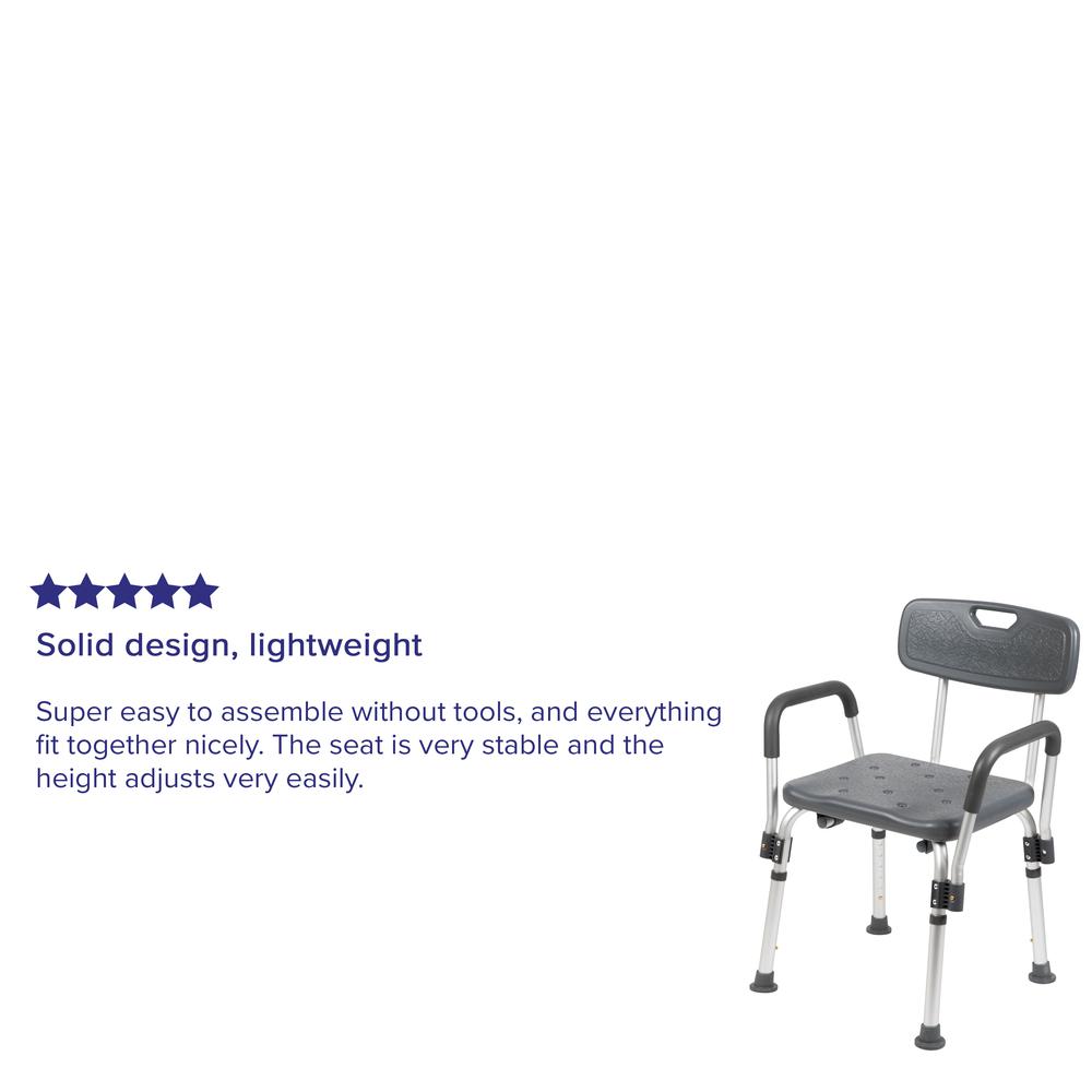 300 Lb. Capacity, Adjustable Gray Bath & Shower Chair with Depth Adjustable Back. Picture 15