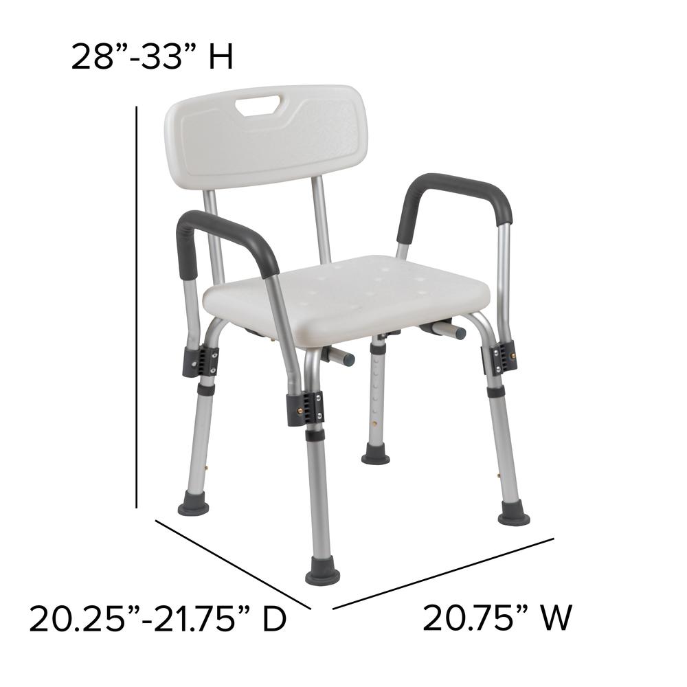 300 Lb. Capacity, Adjustable White Bath & Shower Chair with Depth Adjustable Back. Picture 3