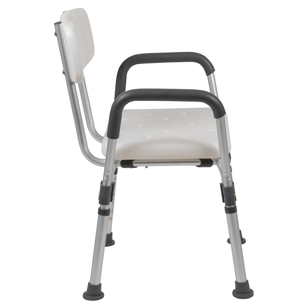 300 Lb. Capacity, Adjustable White Bath & Shower Chair with Depth Adjustable Back. Picture 4