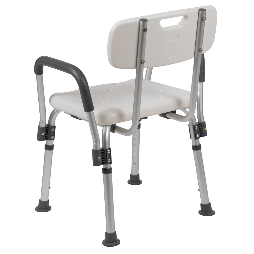300 Lb. Capacity, Adjustable White Bath & Shower Chair with Depth Adjustable Back. Picture 5
