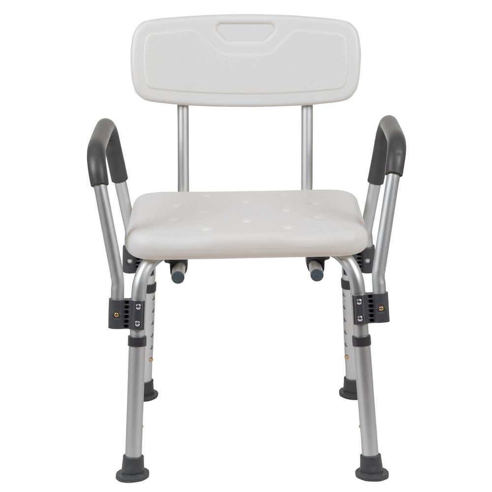 300 Lb. Capacity, Adjustable White Bath & Shower Chair with Depth Adjustable Back. Picture 6