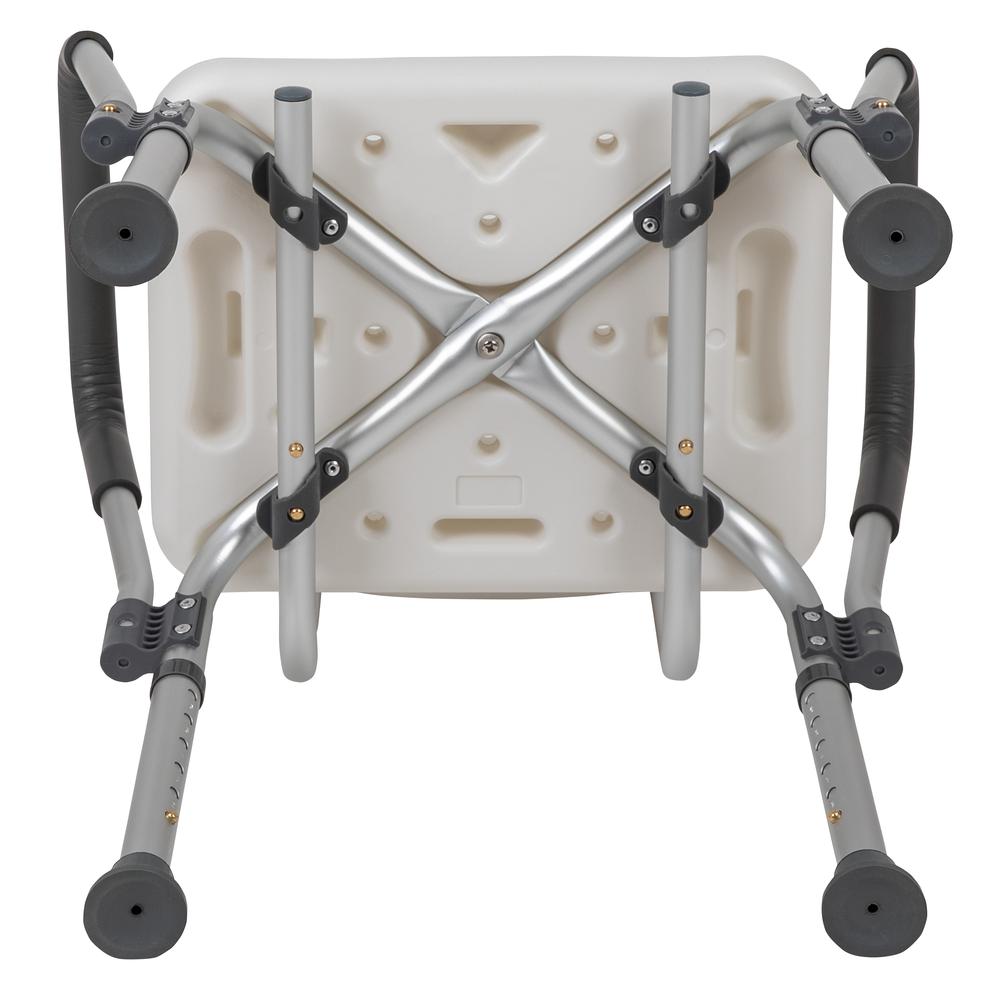 300 Lb. Capacity, Adjustable White Bath & Shower Chair with Depth Adjustable Back. Picture 9