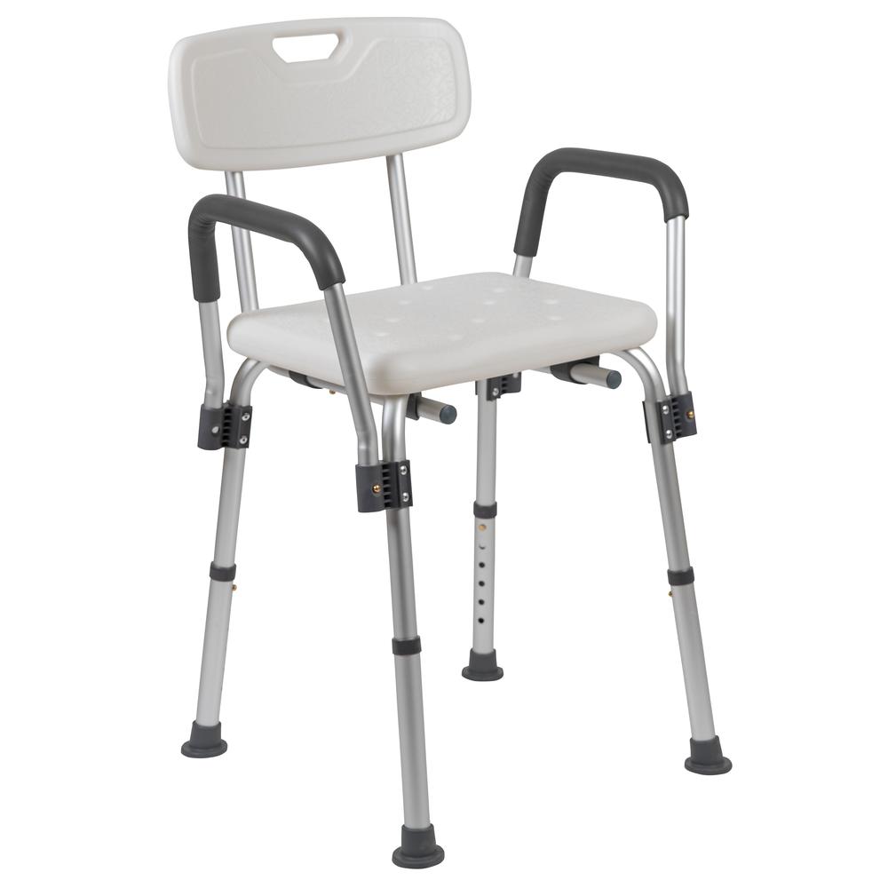 300 Lb. Capacity, Adjustable White Bath & Shower Chair with Depth Adjustable Back. Picture 12