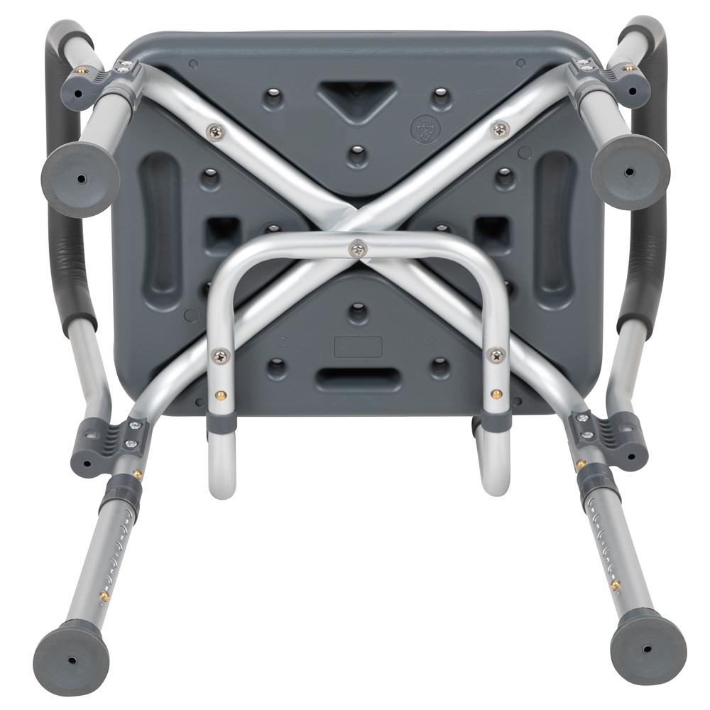 300 Lb. Capacity, Adjustable Gray Bath & Shower Chair with Quick Release Back & Arms. Picture 9