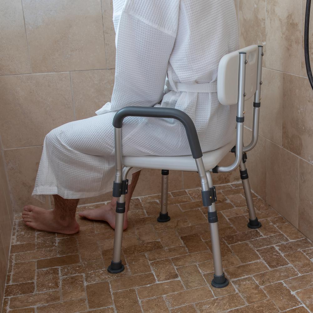 300 Lb. Capacity Adjustable Gray Bath, Shower Chair with Quick Release Back. Picture 2