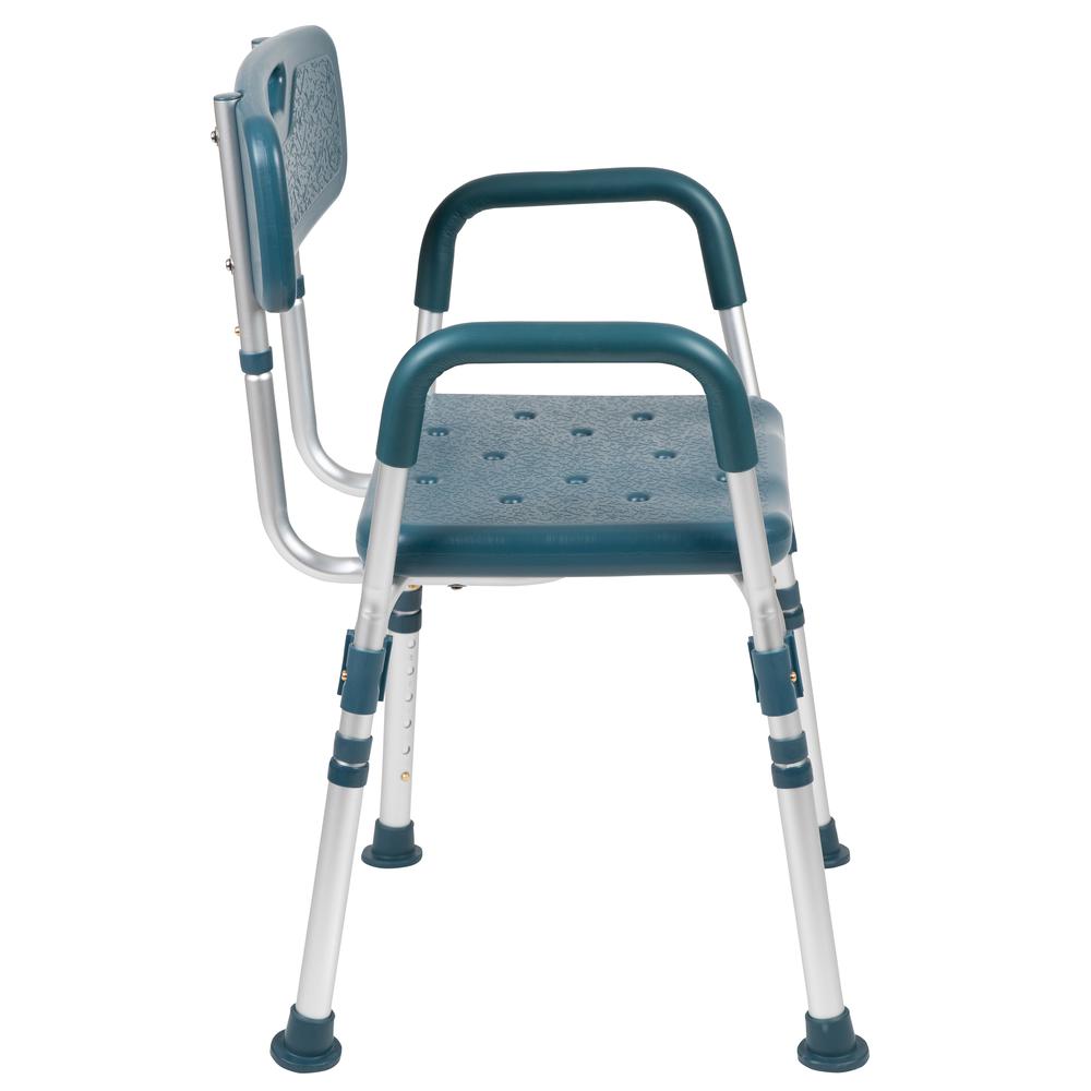 300 Lb. Capacity, Adjustable Navy Bath & Shower Chair with Quick Release Back & Arms. Picture 4