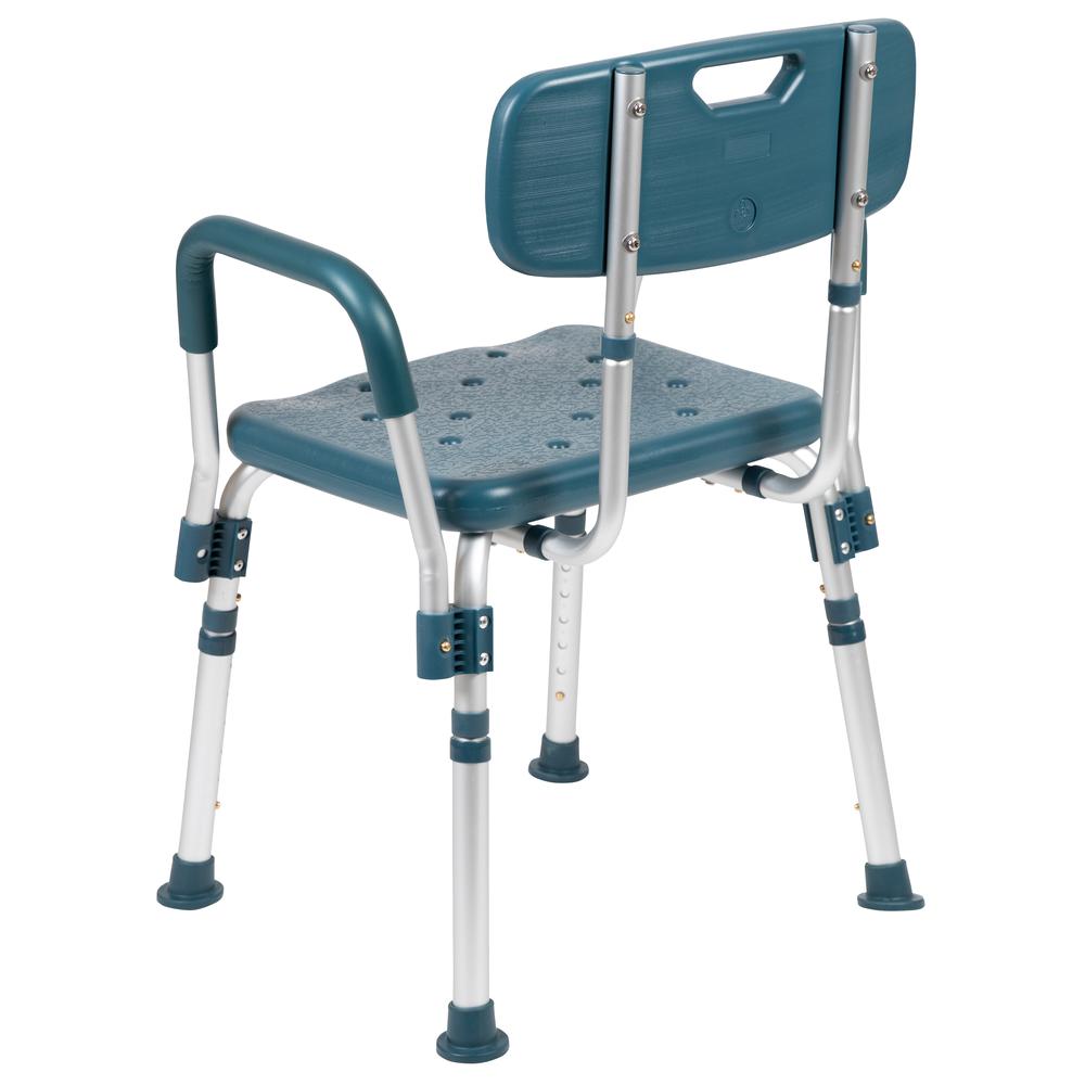 300 Lb. Capacity, Adjustable Navy Bath & Shower Chair with Quick Release Back & Arms. Picture 5