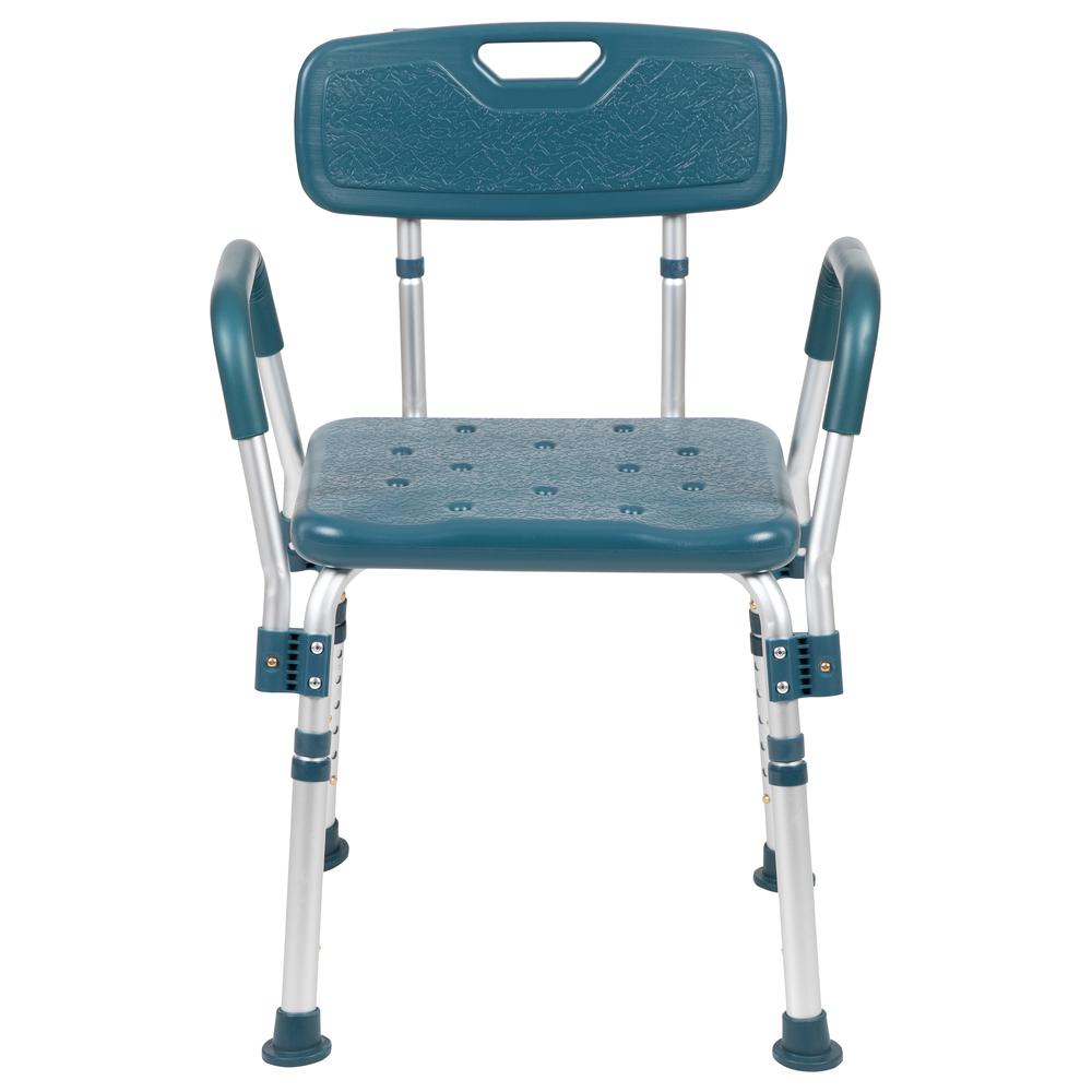 300 Lb. Capacity, Adjustable Navy Bath & Shower Chair with Quick Release Back & Arms. Picture 6