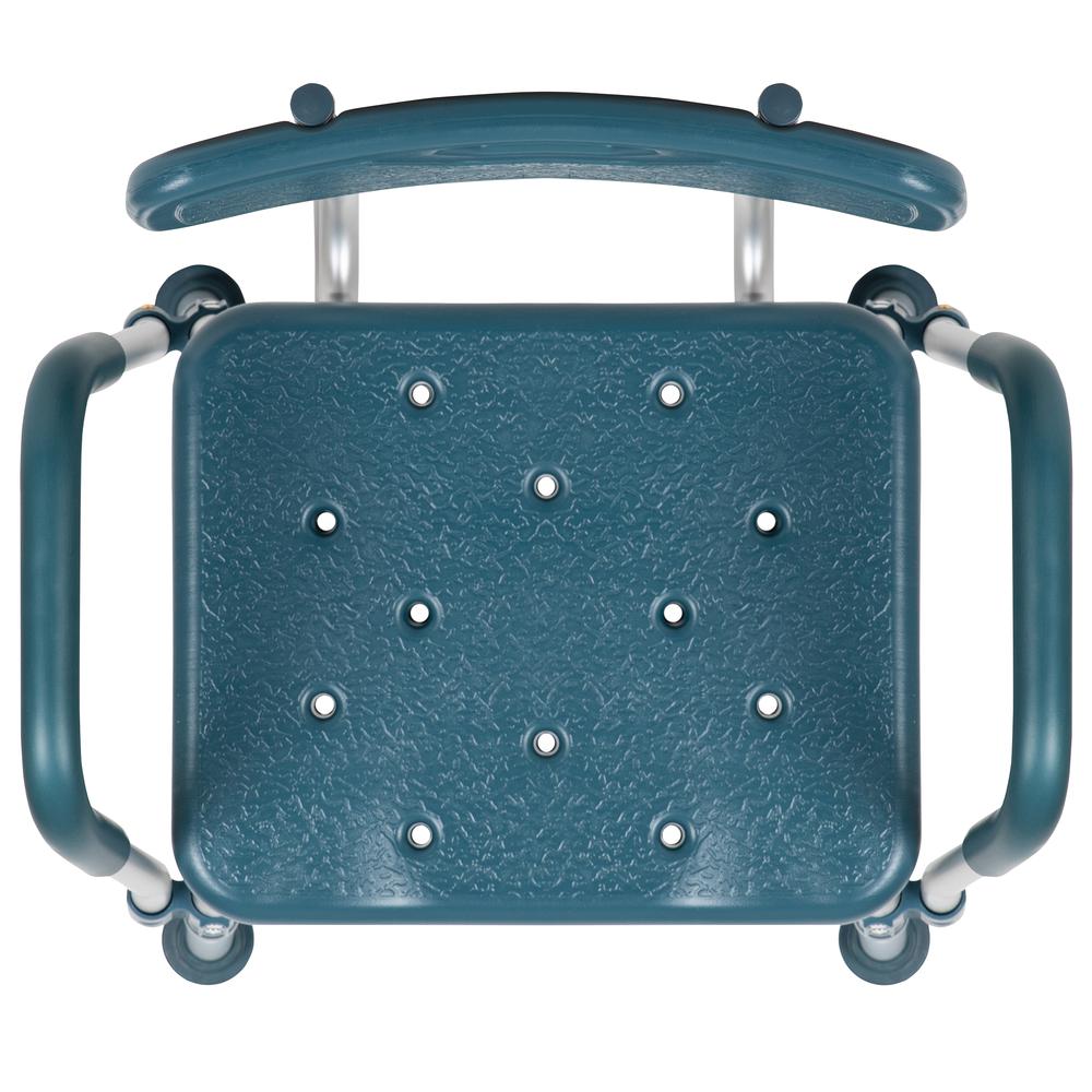 300 Lb. Capacity, Adjustable Navy Bath & Shower Chair with Quick Release Back & Arms. Picture 8