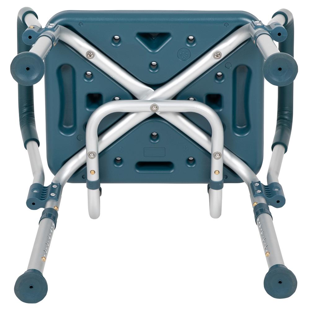 300 Lb. Capacity, Adjustable Navy Bath & Shower Chair with Quick Release Back & Arms. Picture 9