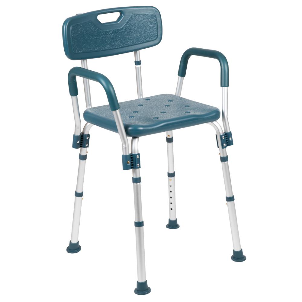 300 Lb. Capacity, Adjustable Navy Bath & Shower Chair with Quick Release Back & Arms. Picture 12