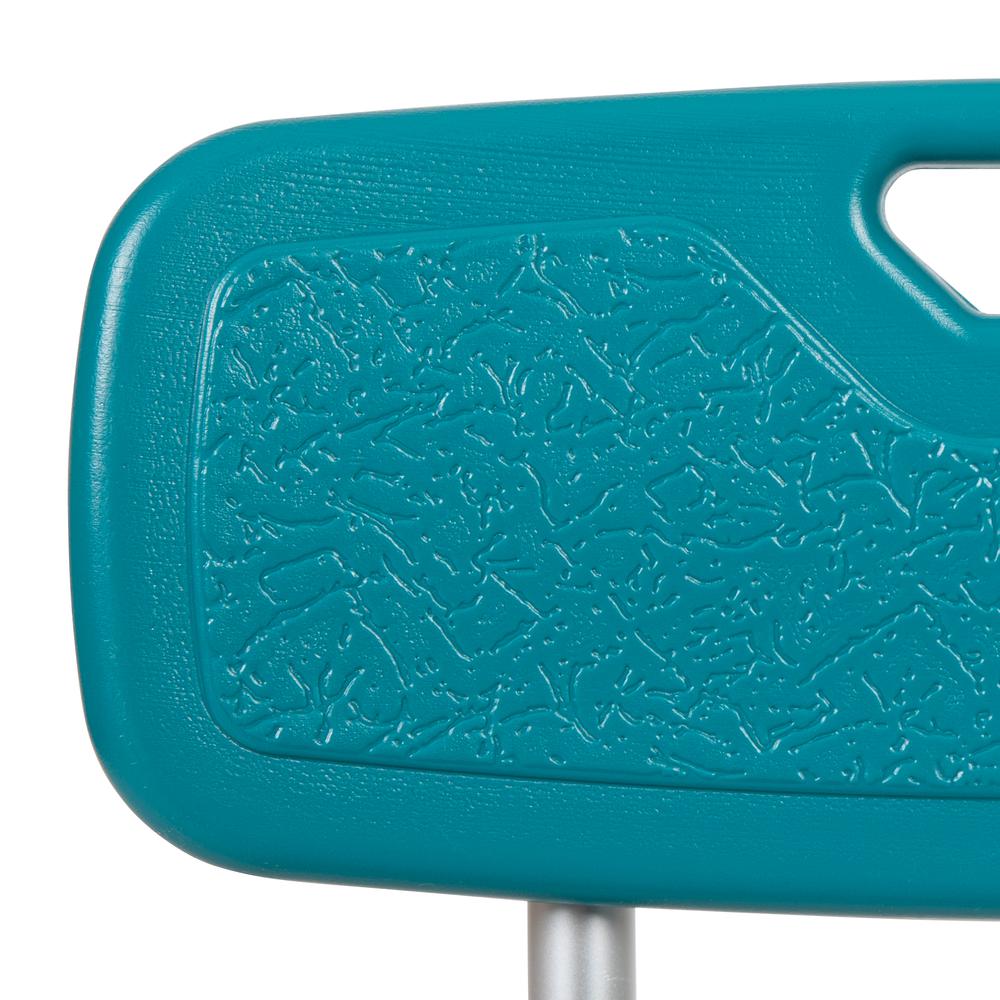 300 Lb. Capacity, Adjustable Teal Bath & Shower Chair with Quick Release Back & Arms. Picture 16