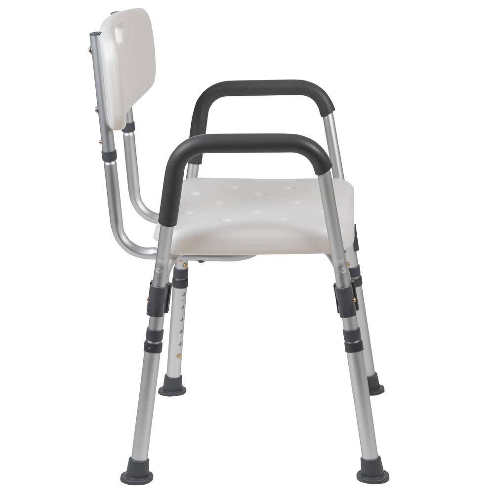 300 Lb. Capacity, Adjustable White Bath & Shower Chair with Quick Release Back & Arms. Picture 4