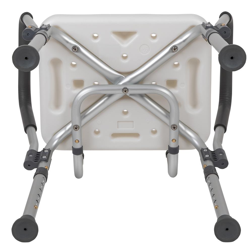 300 Lb. Capacity, Adjustable White Bath & Shower Chair with Quick Release Back & Arms. Picture 9