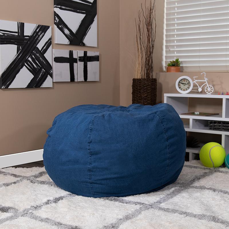 Oversized Denim Refillable Bean Bag Chair for All Ages. Picture 6