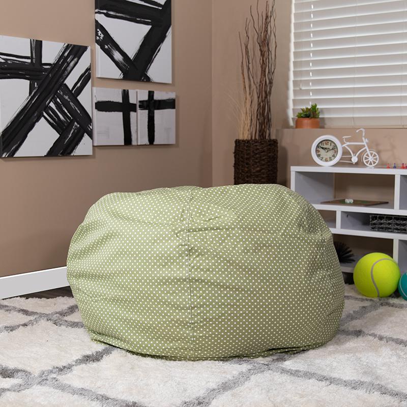 Oversized Green Dot Refillable Bean Bag Chair for All Ages. Picture 6