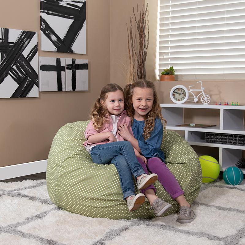 Oversized Green Dot Refillable Bean Bag Chair for All Ages. Picture 7