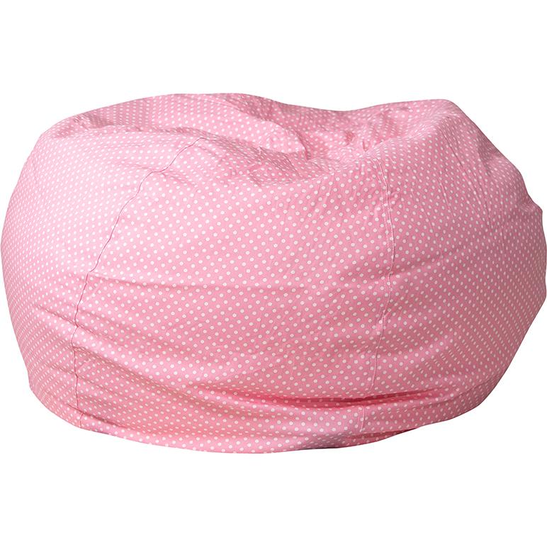 Oversized Light Pink Dot Bean Bag Chair for Kids and Adults