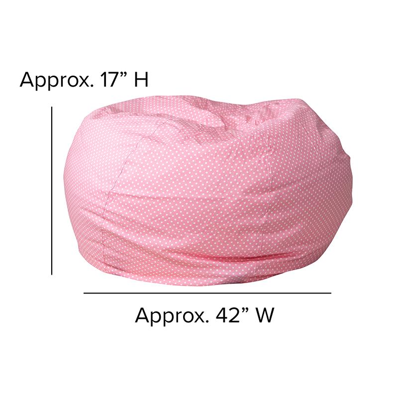 Oversized Light Pink Dot Bean Bag Chair for Kids and Adults. Picture 6