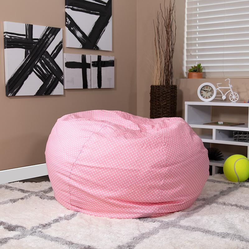 Oversized Light Pink Dot Bean Bag Chair for Kids and Adults. The main picture.