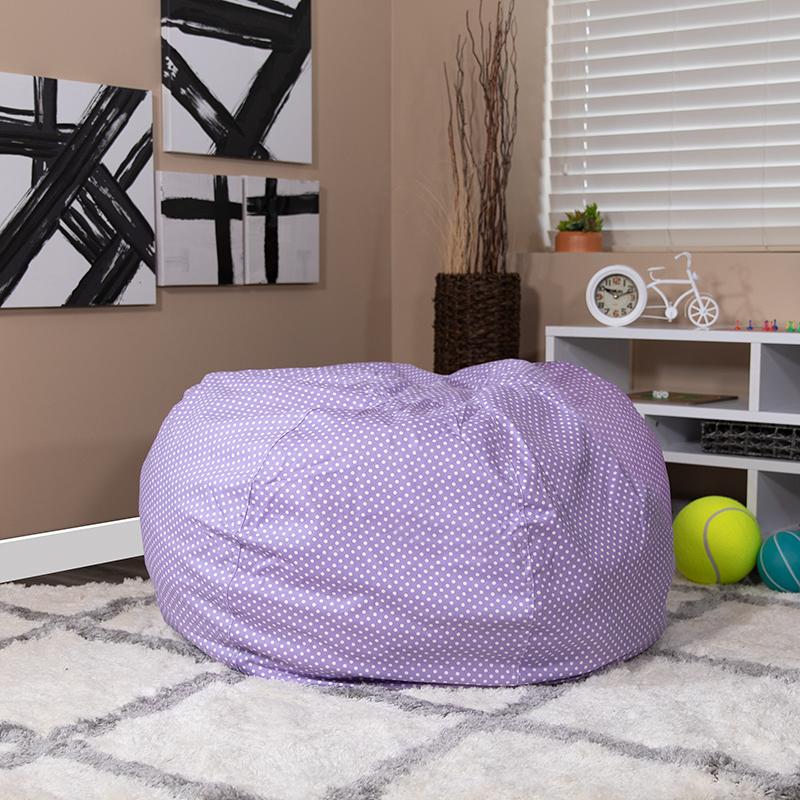 Oversized Lavender Dot Refillable Bean Bag Chair for All Ages. Picture 6