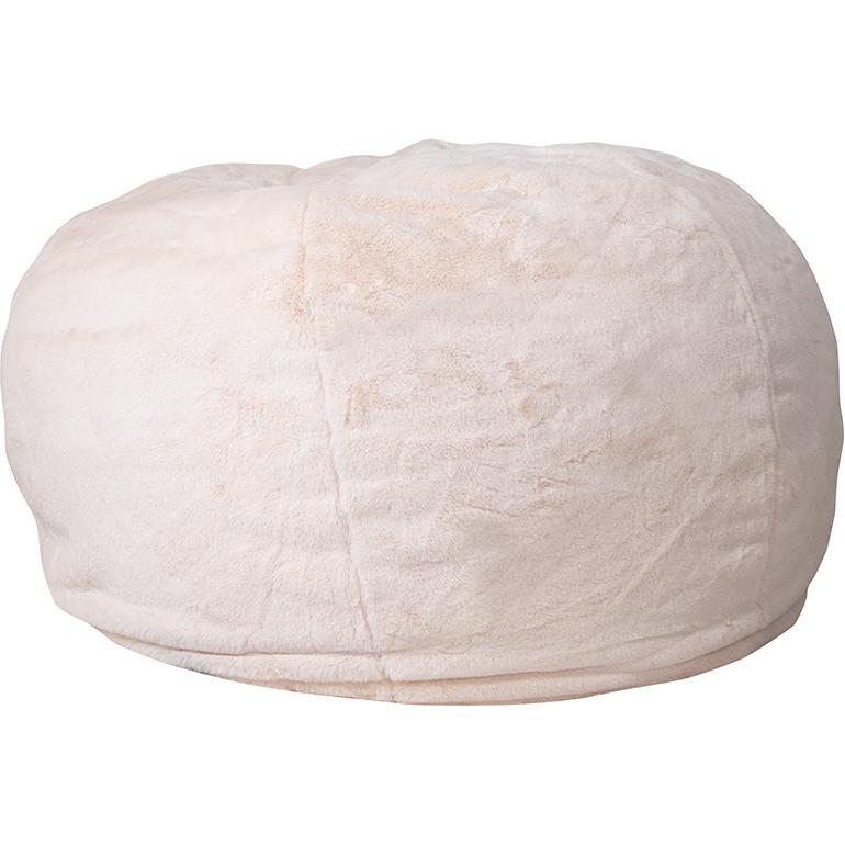 Oversized White Furry Refillable Bean Bag Chair for All Ages. Picture 3