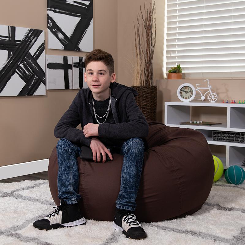 Oversized Solid Brown Refillable Bean Bag Chair for All Ages. Picture 7