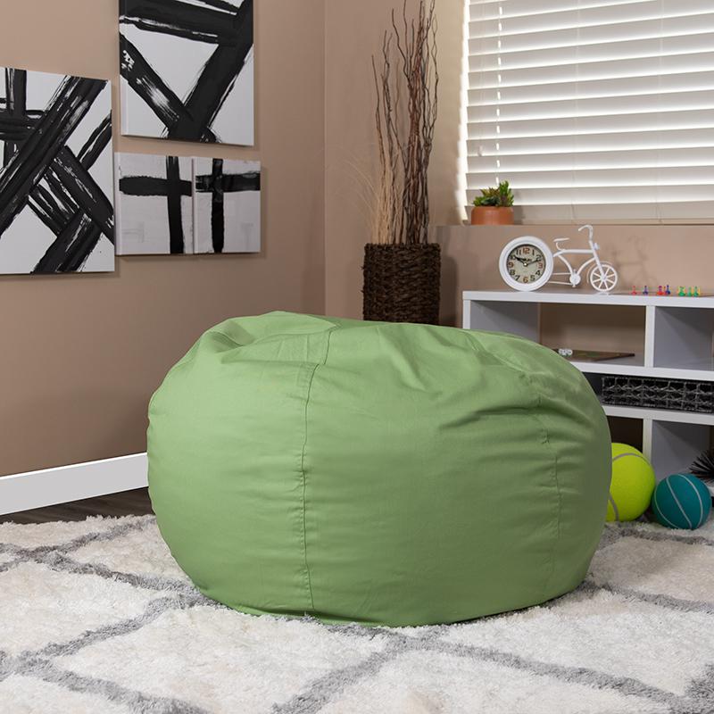 Oversized Solid Green Refillable Bean Bag Chair for All Ages. Picture 6