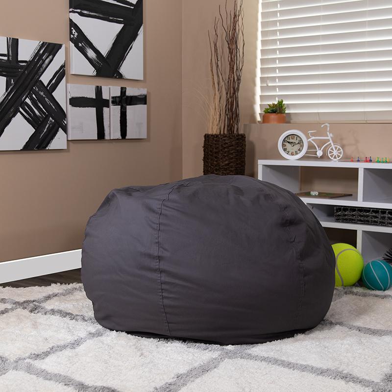 Oversized Solid Gray Refillable Bean Bag Chair for All Ages. Picture 6