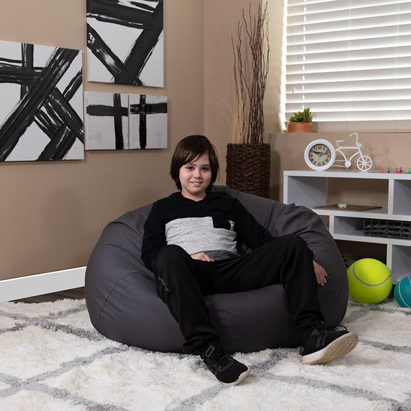 Oversized Solid Gray Refillable Bean Bag Chair for All Ages. Picture 7