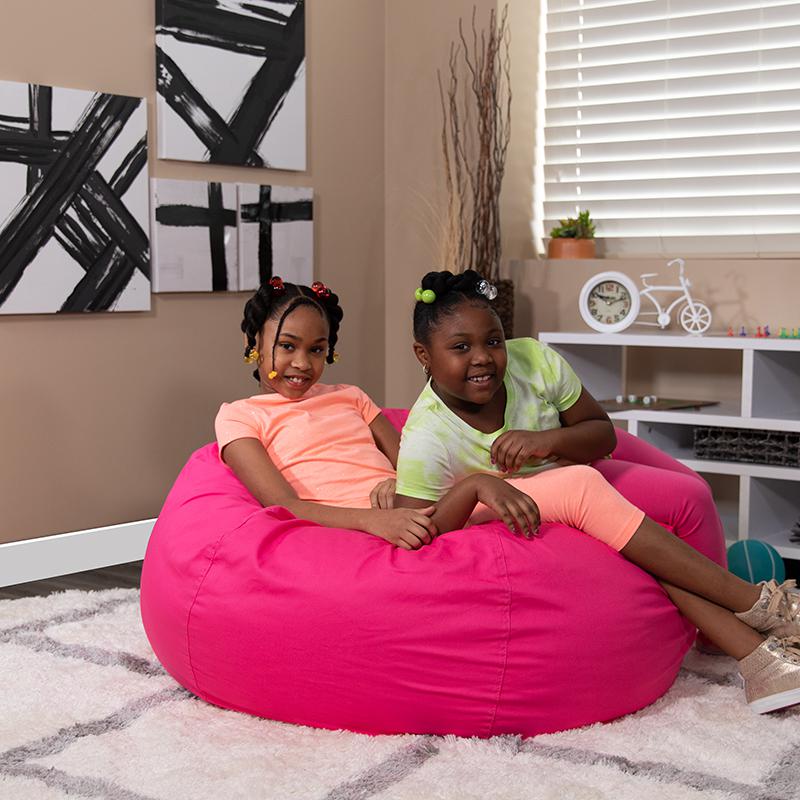 Oversized Solid Hot Pink Refillable Bean Bag Chair for All Ages. Picture 7