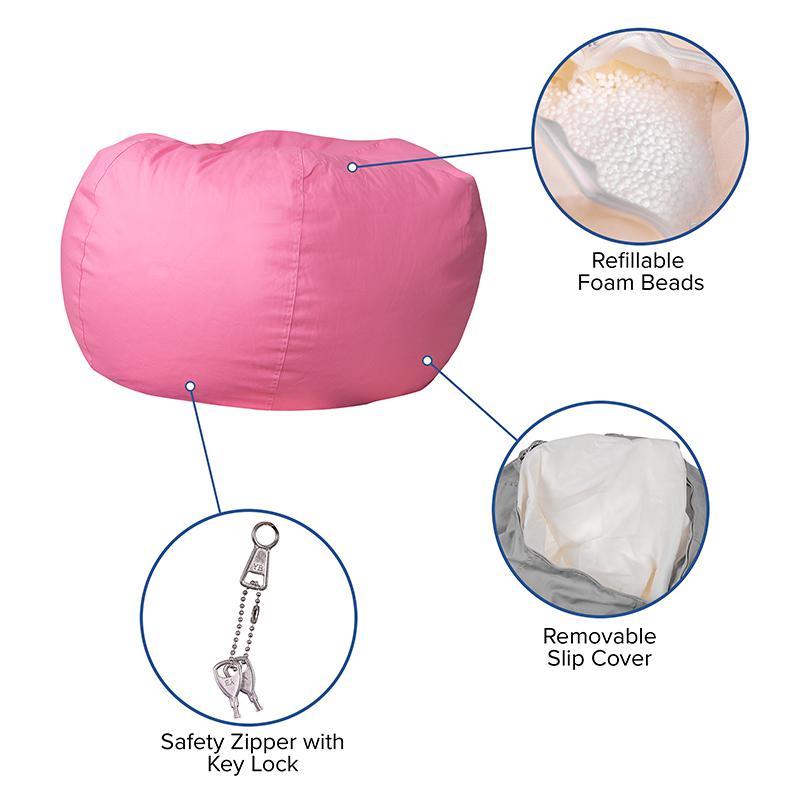 Oversized Solid Light Pink Bean Bag Chair for Kids and Adults. Picture 5