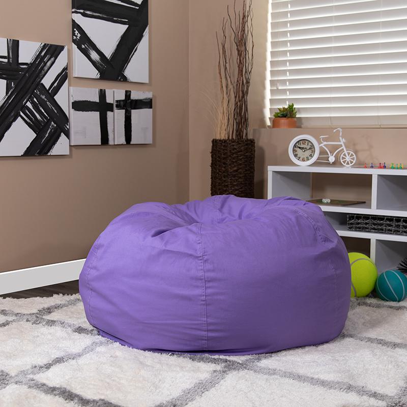 Oversized Solid Purple Bean Bag Chair for Kids and Adults. Picture 1