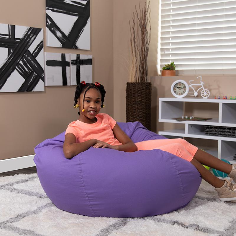 Oversized Solid Purple Bean Bag Chair for Kids and Adults. Picture 2
