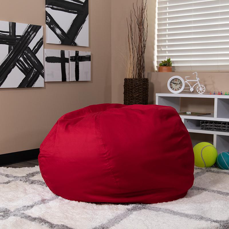 Oversized Solid Red Refillable Bean Bag Chair for All Ages. Picture 6